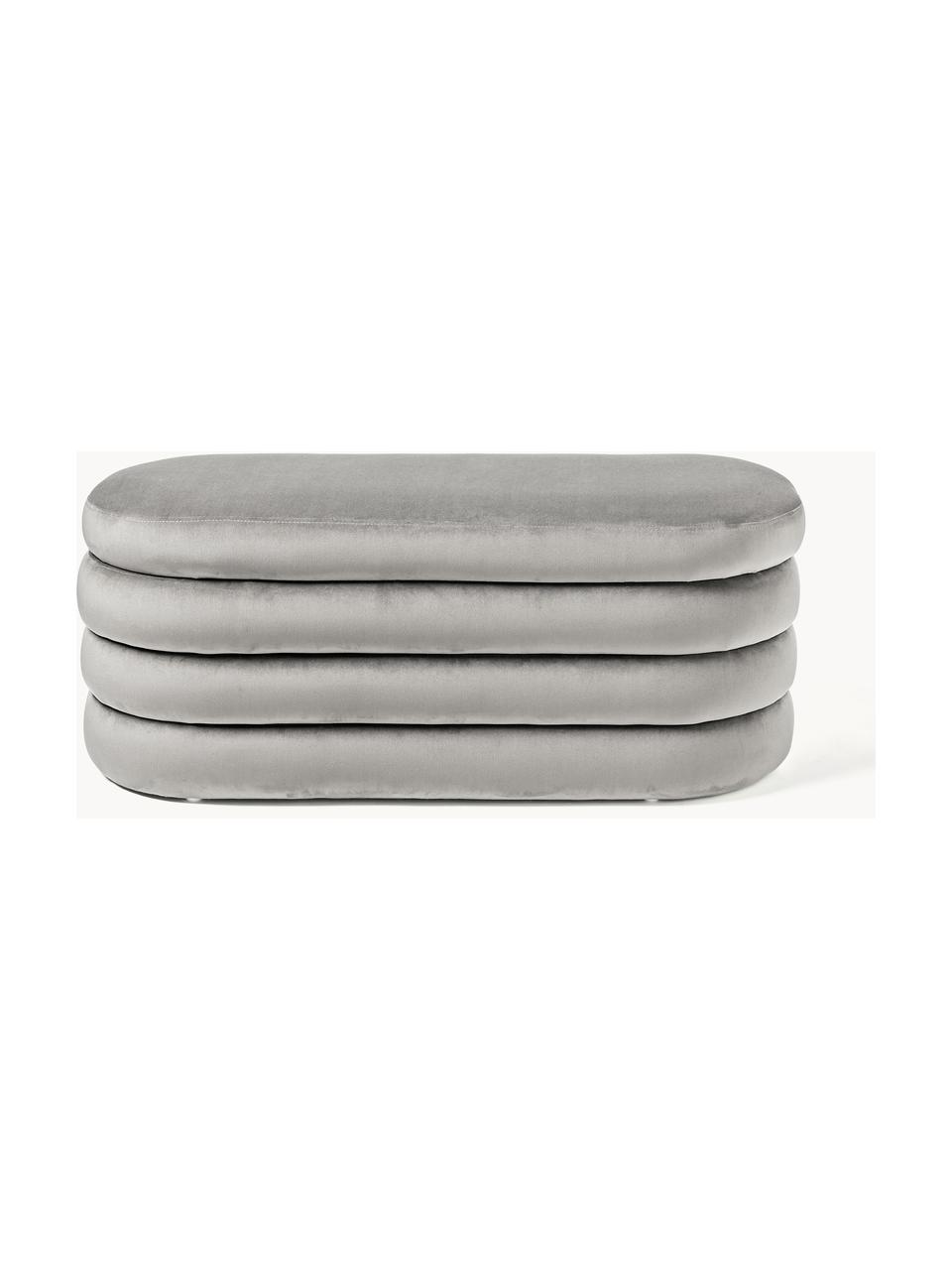 Banquette XL en velours avec rangement Alto, Velours gris, prof. 113 x haut. 47 cm