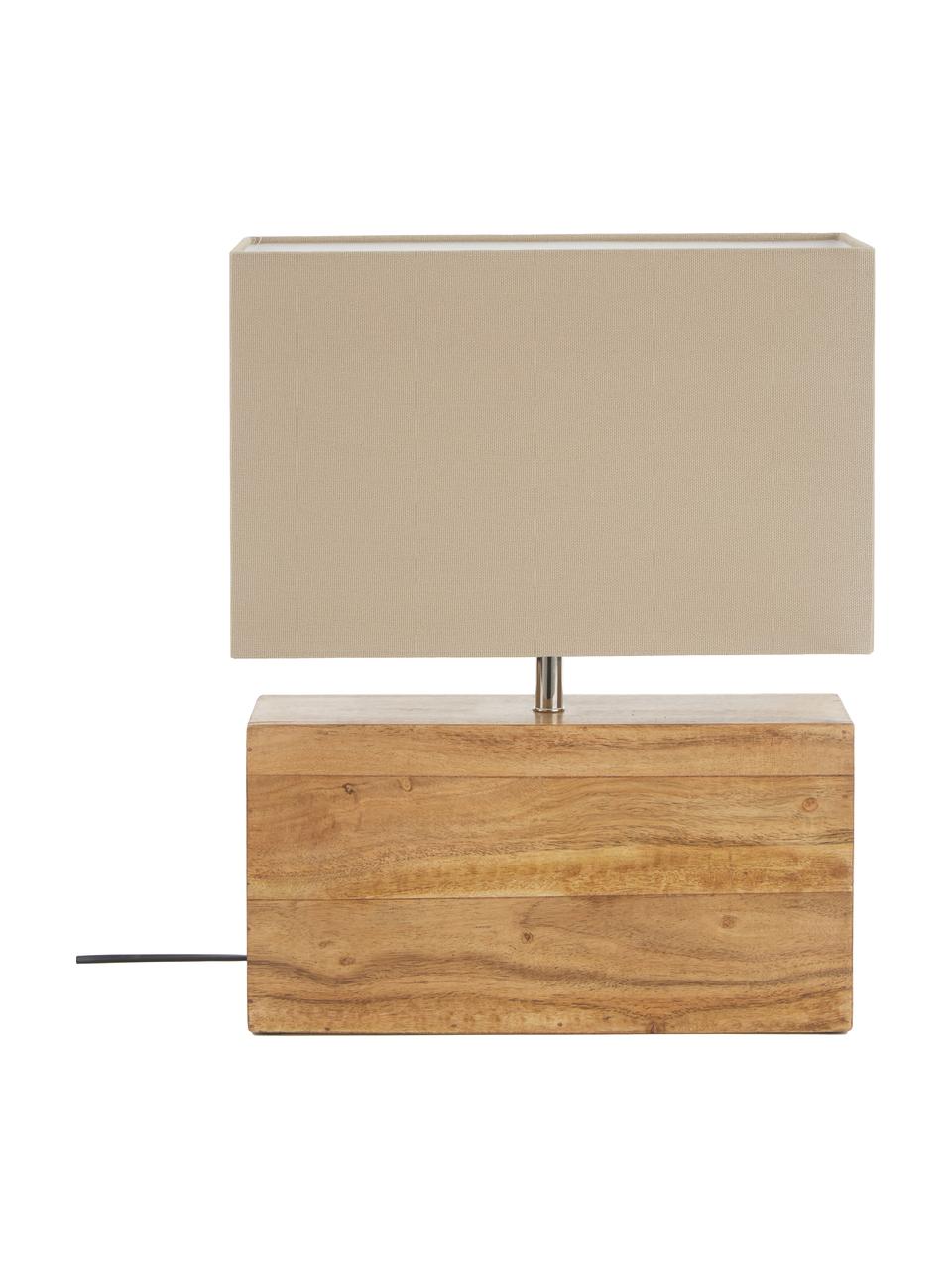 Lámpara de mesa de madera Rectangular, Pantalla: algodón, Aacacia, beige, An 33 x Al 43 cm