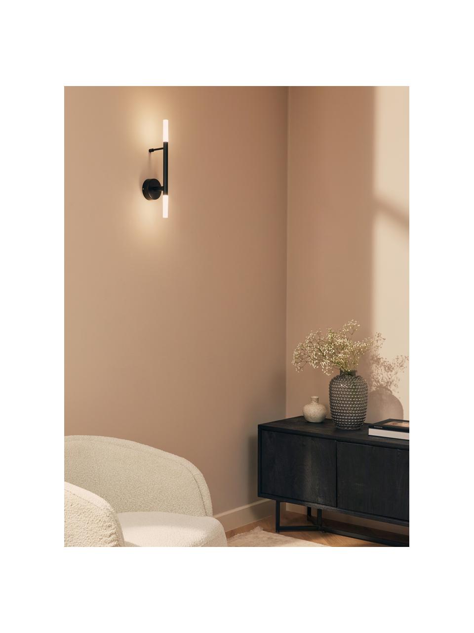 Grote LED wandlamp Gratia, Zwart, wit, B 10 x H 45 cm