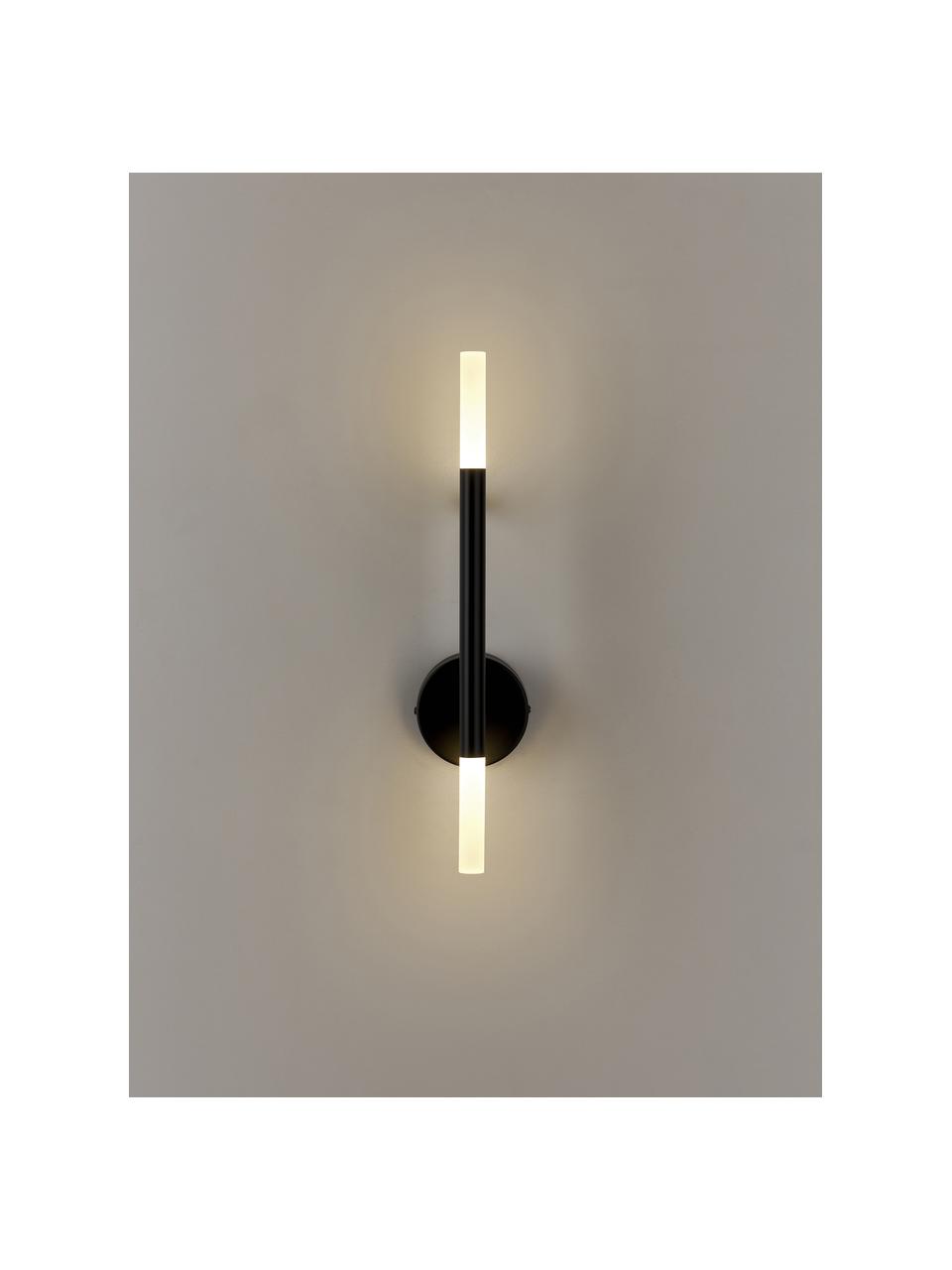 Grote LED wandlamp Gratia, Zwart, wit, B 10 x H 45 cm