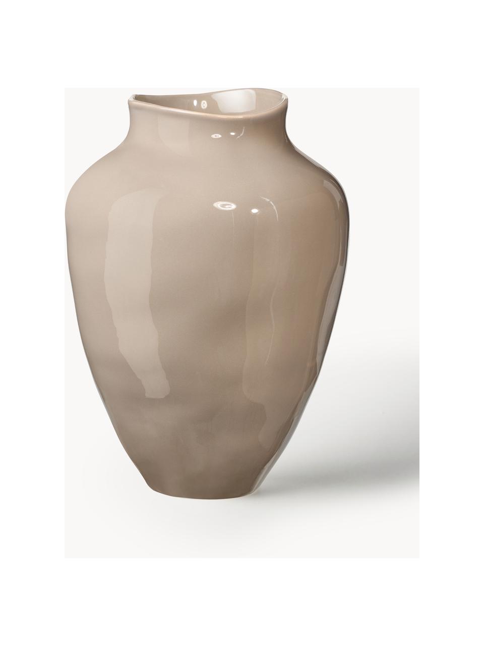 Handgefertigte Vase Latona, H 30 cm, Steingut, Beige, Ø 21 x H 30 cm