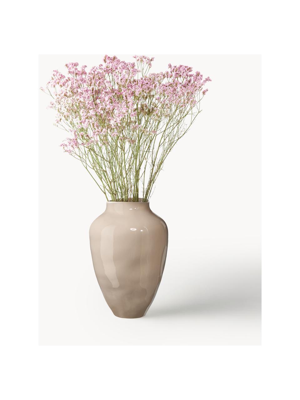 Handgefertigte Vase Latona, H 30 cm, Steingut, Beige, Ø 21 x H 30 cm