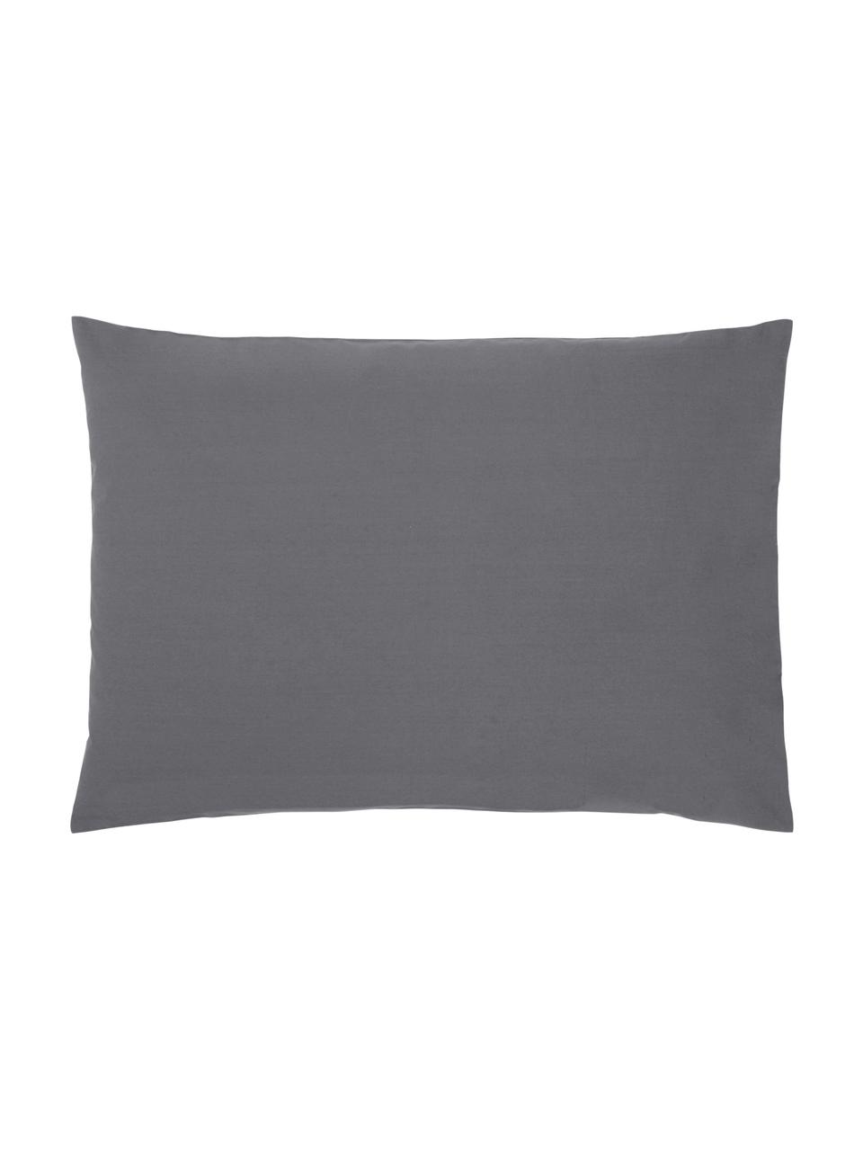 Taies d'oreiller en percale gris foncé Elsie, 2 pièces, Gris foncé, larg. 50 x long. 70 cm