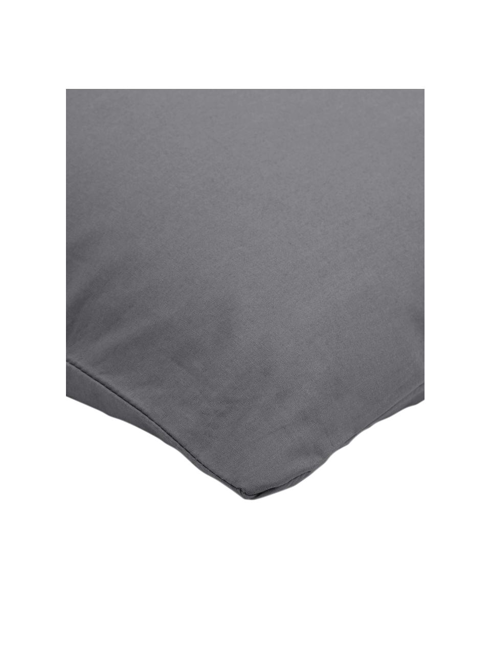 Taies d'oreiller en percale gris foncé Elsie, 2 pièces, Gris foncé, larg. 50 x long. 70 cm