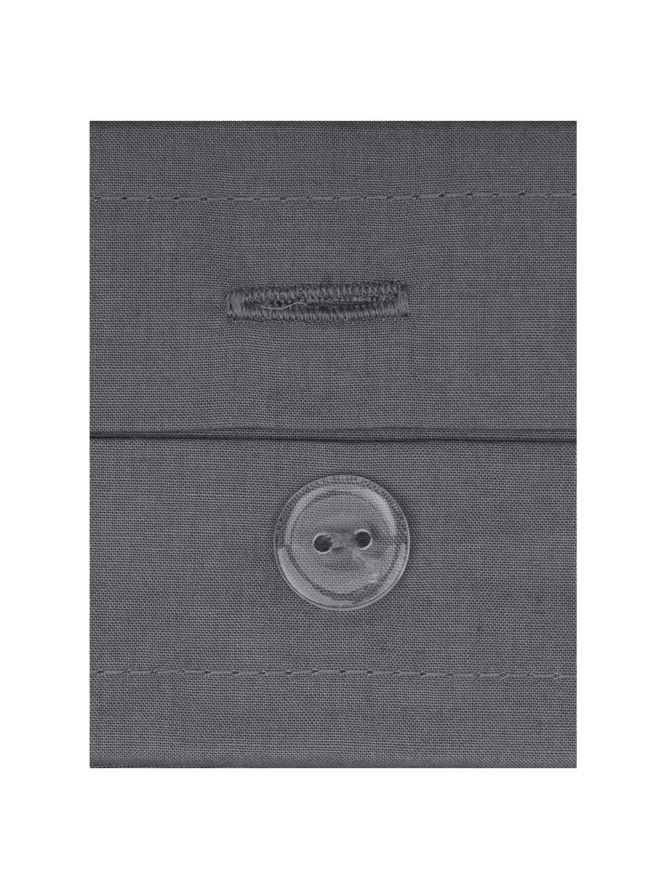 Taies d'oreiller en percale gris foncé Elsie, 2 pièces, Gris foncé, larg. 50 x long. 70 cm