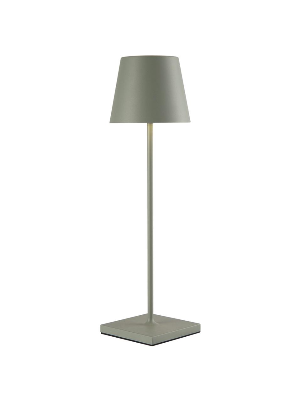 Lampada da tavolo portatile da esterno dimmerabile verde oliva Kelly, Alluminio rivestito, Verde oliva, Ø 10 x Alt. 38 cm