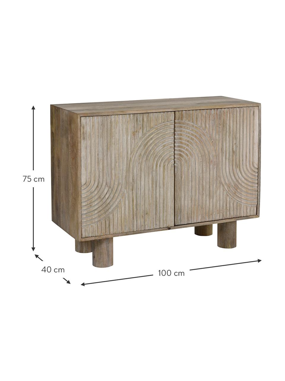 Dressoir Tess van massief mangohout, Mangohout, Mangohout, B 100 cm x H 75 cm