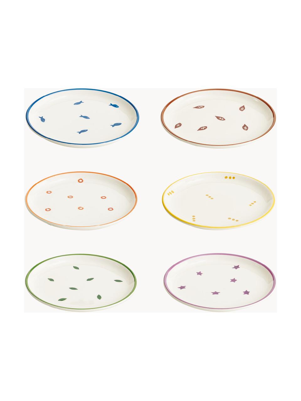 Set di 6 piatti da colazione fatti a mano Desserti, Ceramica, Multicolore, bianco latte, Ø 23 cm