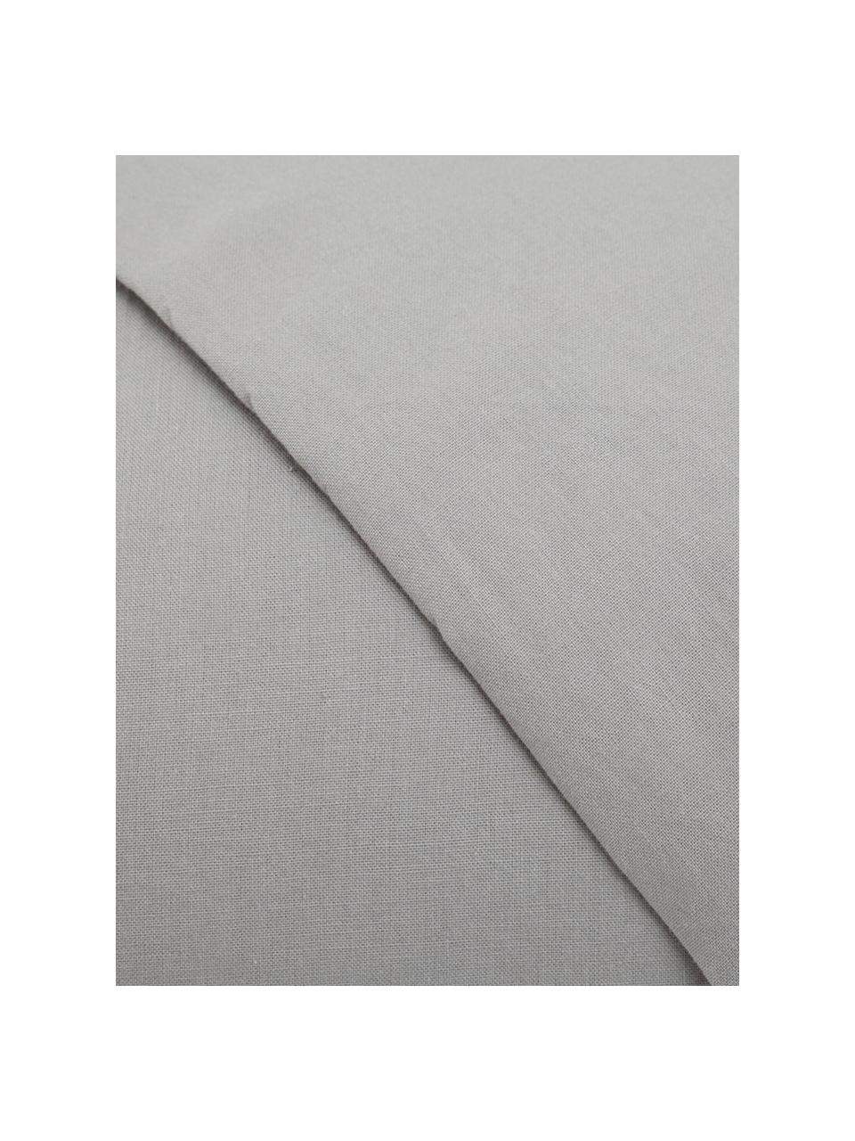 Parure copripiumino in cotone effetto stone washed Velle, Tessuto: cotone ranforce, Fronte e retro: grigio chiaro, 155 x 200 cm + 1 federa 50 x 80 cm