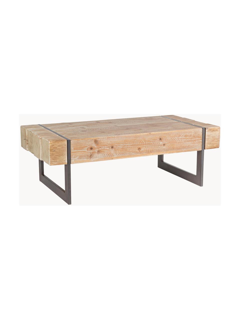 Mesa de centro Garrett, Tablero: madera de abeto, Patas: metal recubierto de epoxi, Madera de abeto, An 120 x F 60 cm