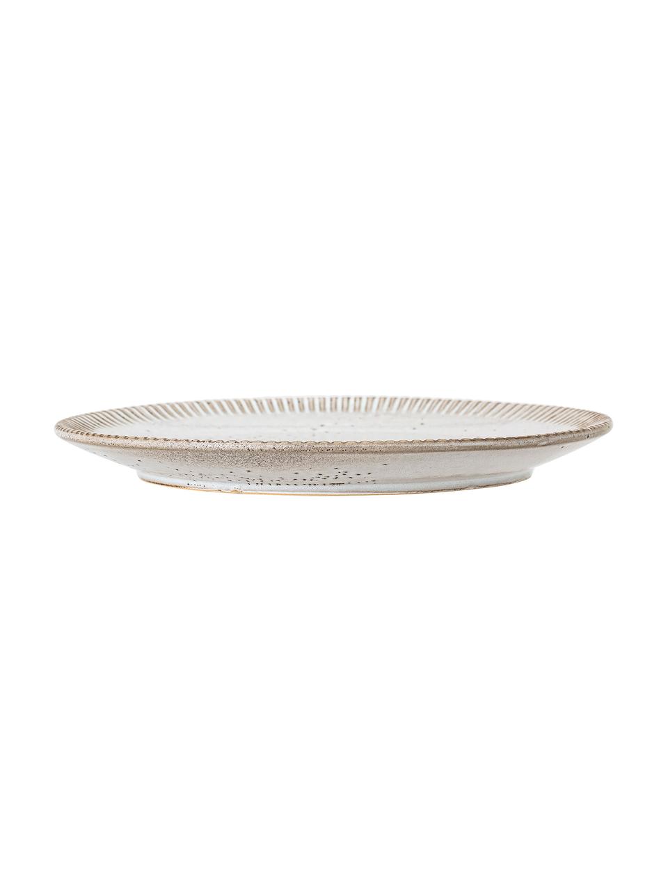 Ručne vyrobený plytký tanier s reaktívnou glazúrou Thea, 4 ks, Kamenina, Krémová, strakatá, Ø 27 cm