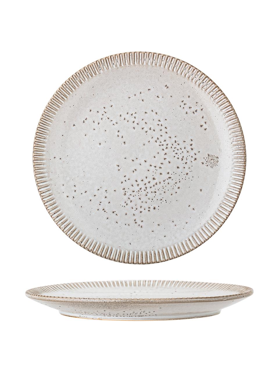 Ručne vyrobený plytký tanier s reaktívnou glazúrou Thea, 4 ks, Kamenina, Krémová, strakatá, Ø 27 cm