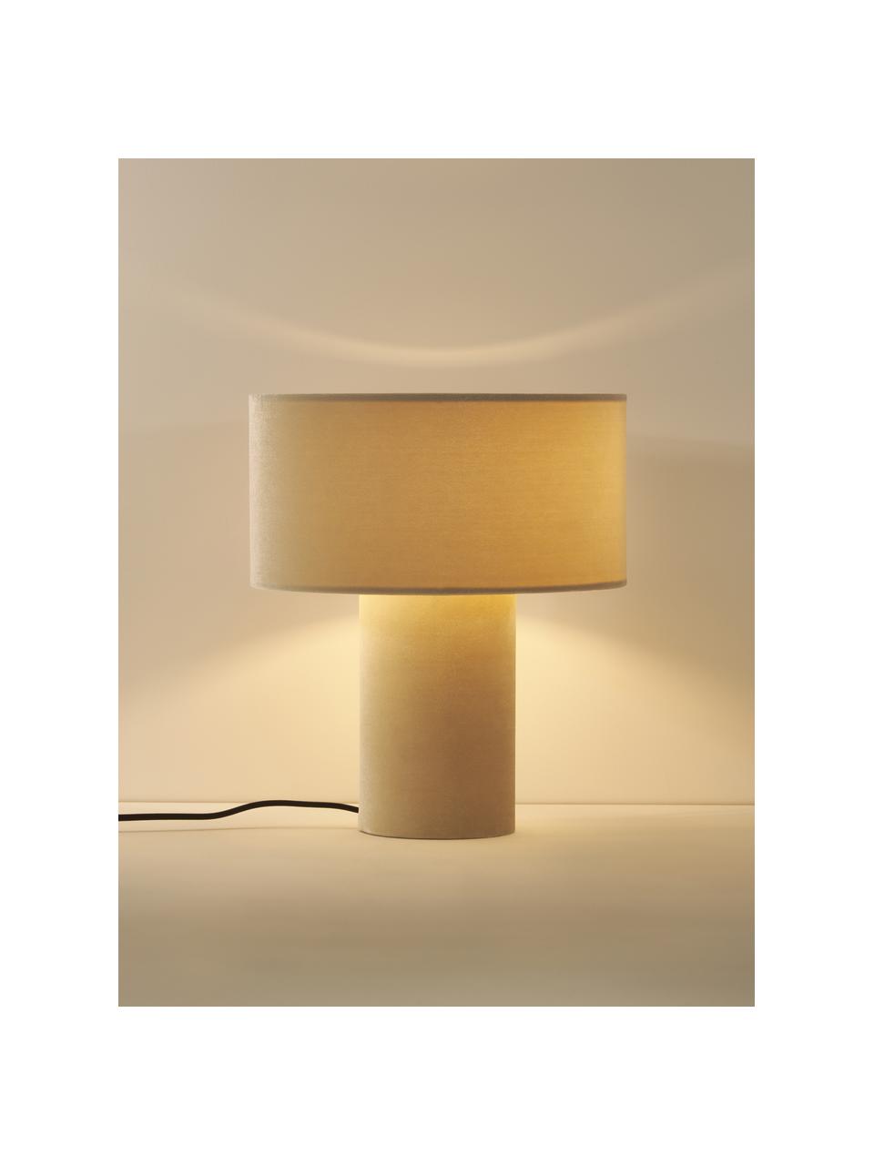 Lampada da tavolo in velluto Frida, Base della lampada: materiale sintetico con r, Paralume: velluto, Beige, Ø 30 x Alt. 36 cm