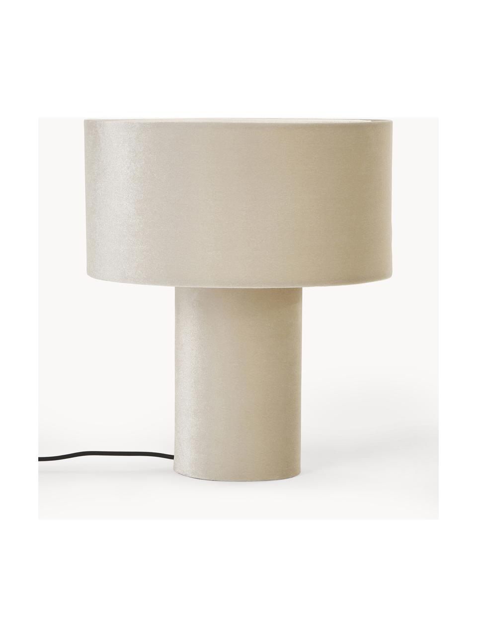 Fluwelen tafellamp Frida in beige, Lampvoet: kunststof met fluwelen be, Lampenkap: fluweel, Diffuser: fluweel, Beige, Ø 30 x H 36 cm