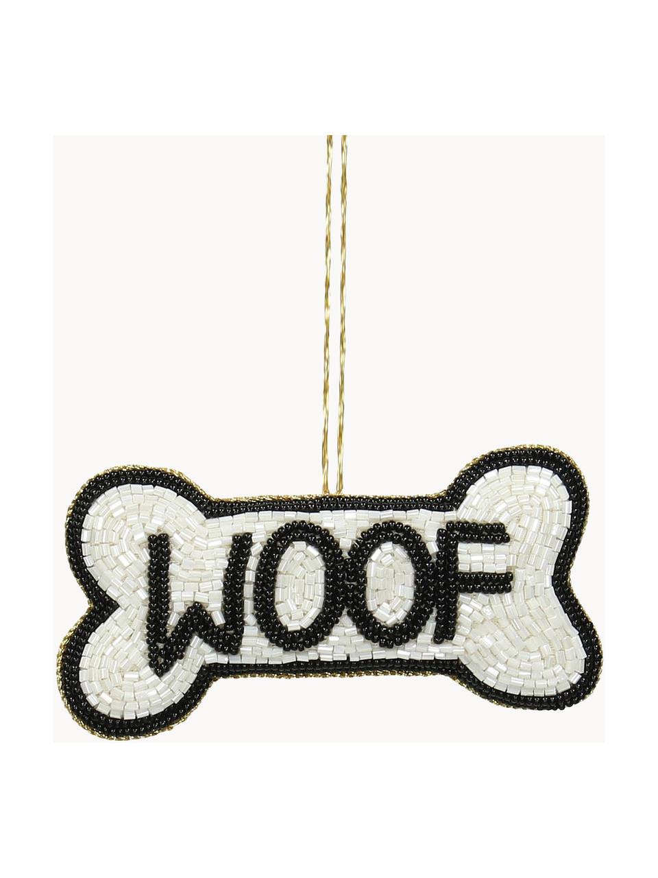 Baumanhänger Woof, 2 Stück, Glasperlen, Weiß, Schwarz, B 11 x H 6 cm