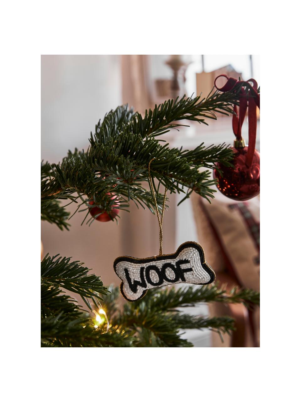 Kerstboomhanger Woof, 2 stuks, Wit, zwart, B 11 x H 6 cm