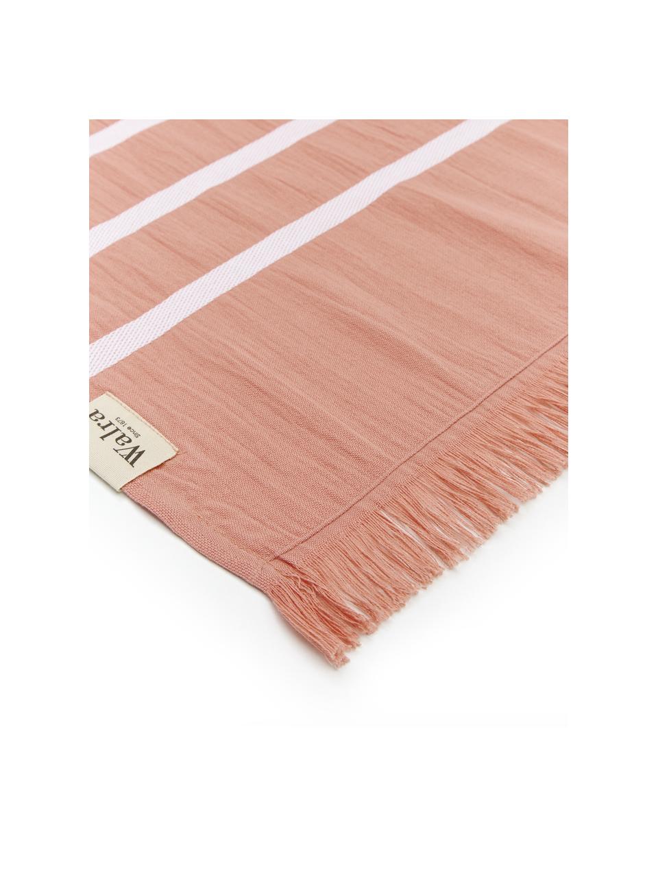 Fouta pur coton 100x180 Filena, Rouge terracotta, blanc