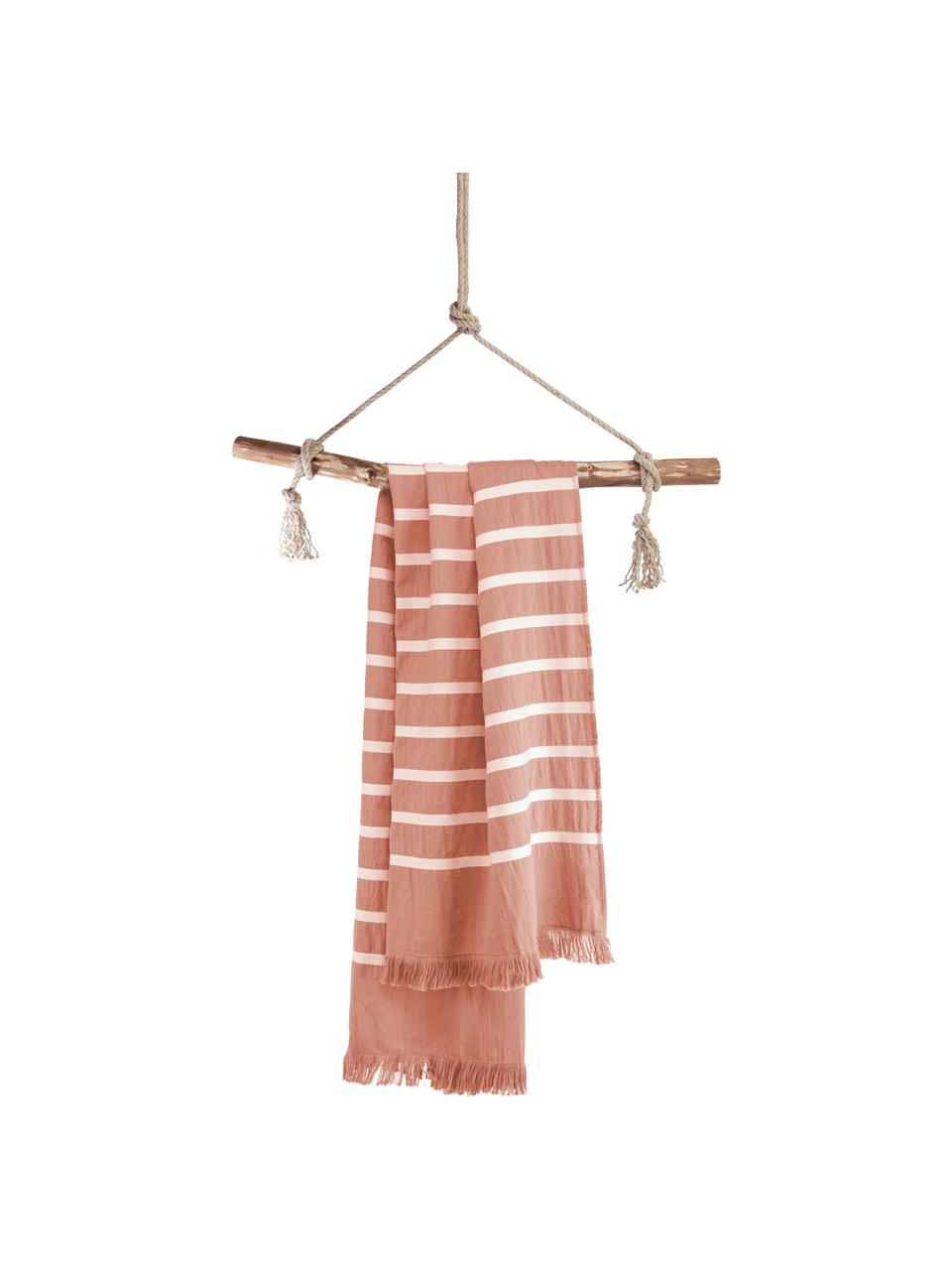 Fouta Filena, 100% algodón, Rojo terracota, blanco, An 100 x L 180 cm