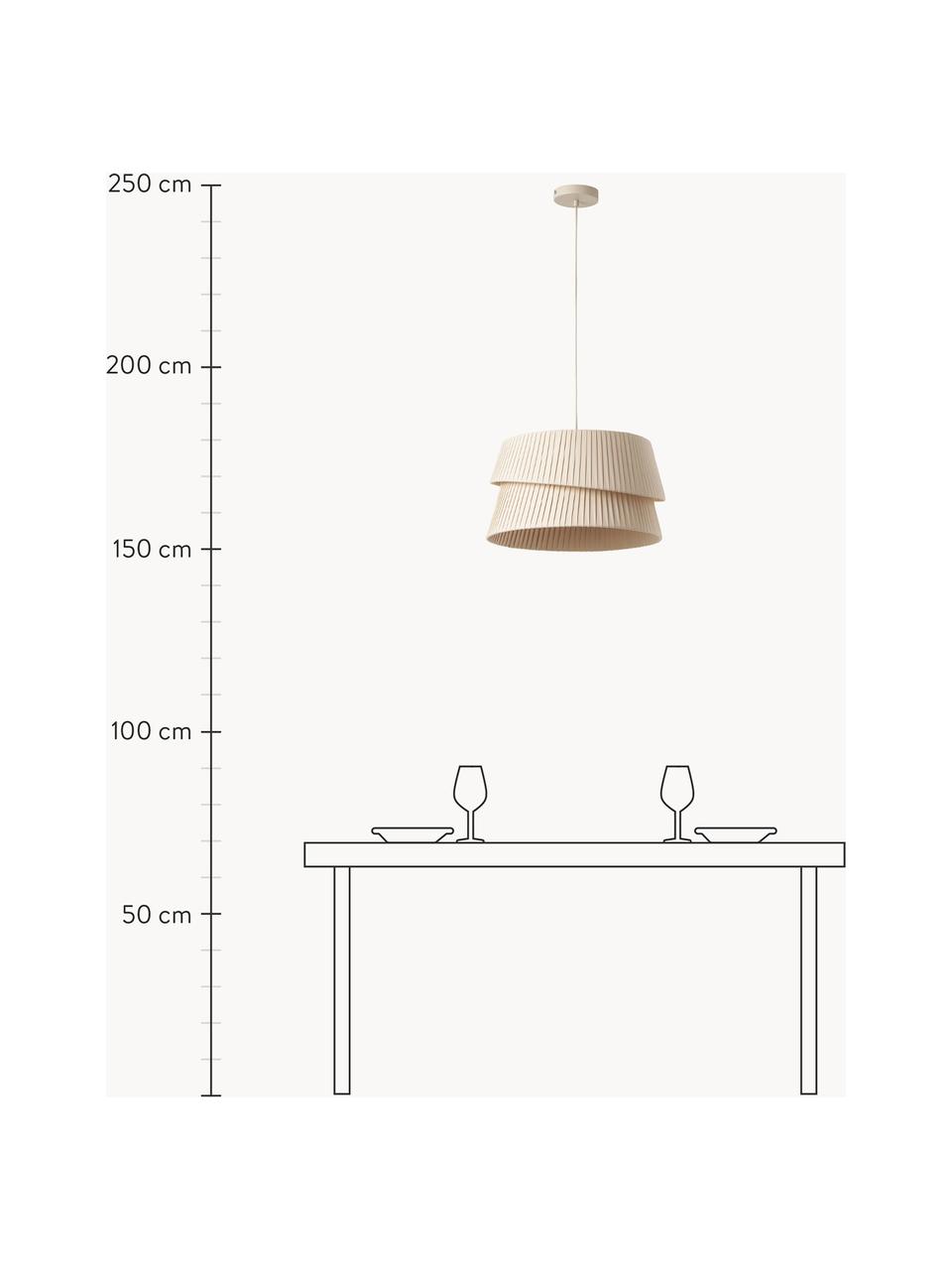 Pendelleuchte Nyla mit asymmetrischem Lampenschirm, Lampenschirm: Leinen, Baldachin: Metall, pulverbeschichtet, Beige, Ø 45 x H 45 cm