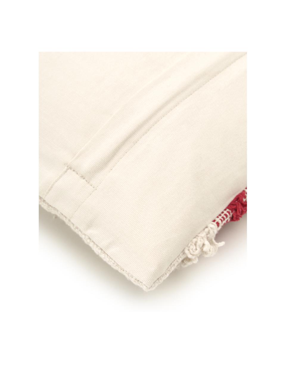 Housse de coussin rectangulaire Yule, 100 % coton, Beige, rouge, larg. 30 x long. 50 cm