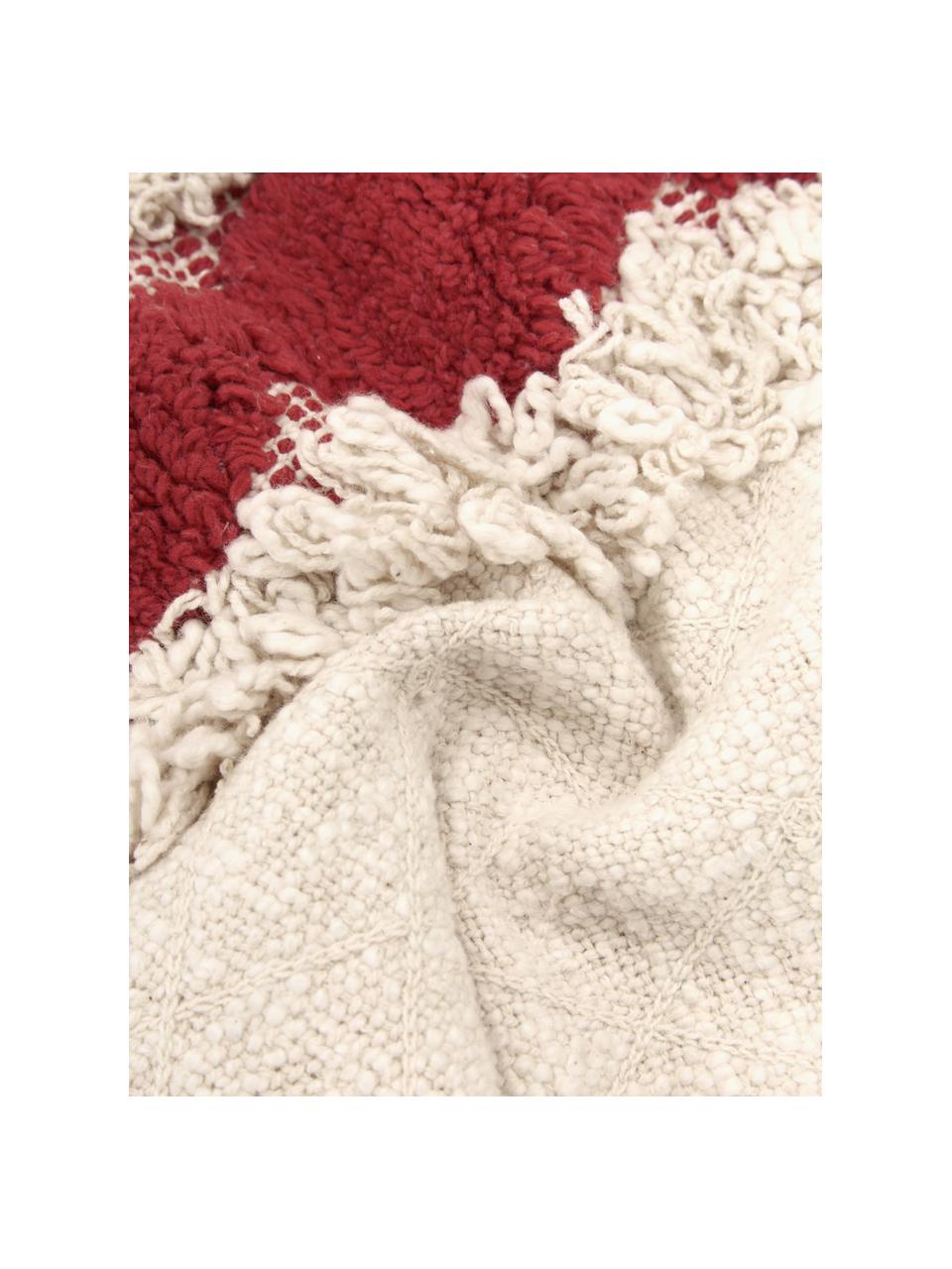 Copricuscino con ornamenti decorativi Yule, 100% cotone, Beige, rosso, Larg. 30 x Lung. 50 cm