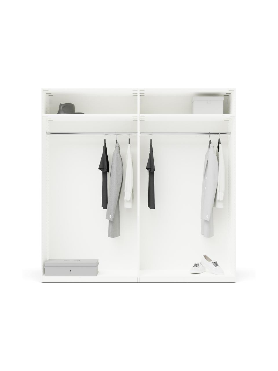 Modulaire draaideurkast Leon in wit, 200 cm breed, meerdere varianten, Frame: met melamine beklede spaa, Wit, Basis interieur, hoogte 200 cm