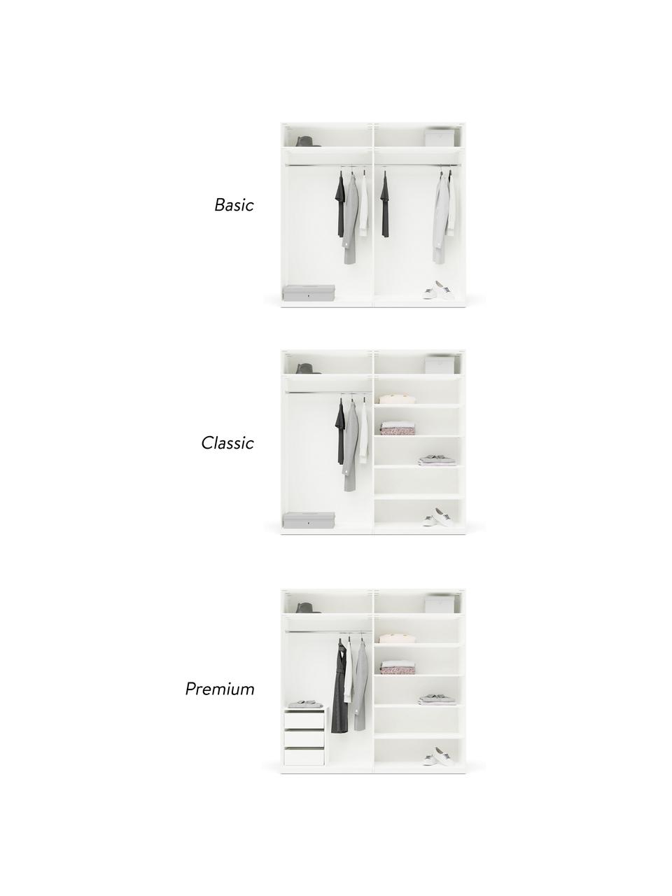 Modularer Drehtürenschrank Leon, 200 cm Breite, mehrere Varianten, Korpus: Spanplatte, FSC-zertifizi, Weiß, Premium Interior, B 200 x H 200 cm