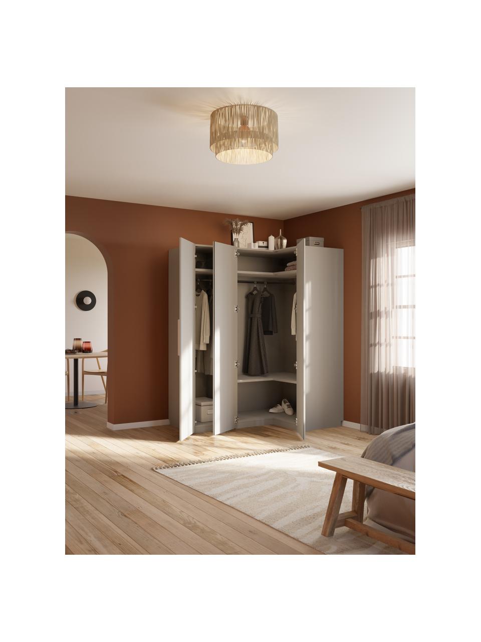 Armoire d'angle modulaire Simone, larg. 165 cm, plusieurs variantes, Bois, gris, Basic Interior : larg. 165 x haut. 200 cm, avec module d'angle