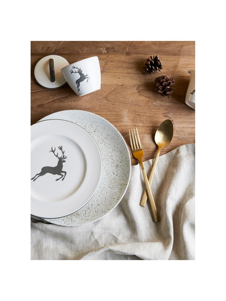 Espressokop en schotel for you Gourmet Grey Deer, 2-delig, Porselein, Fine Bone China, Grijs, wit, 60 ml