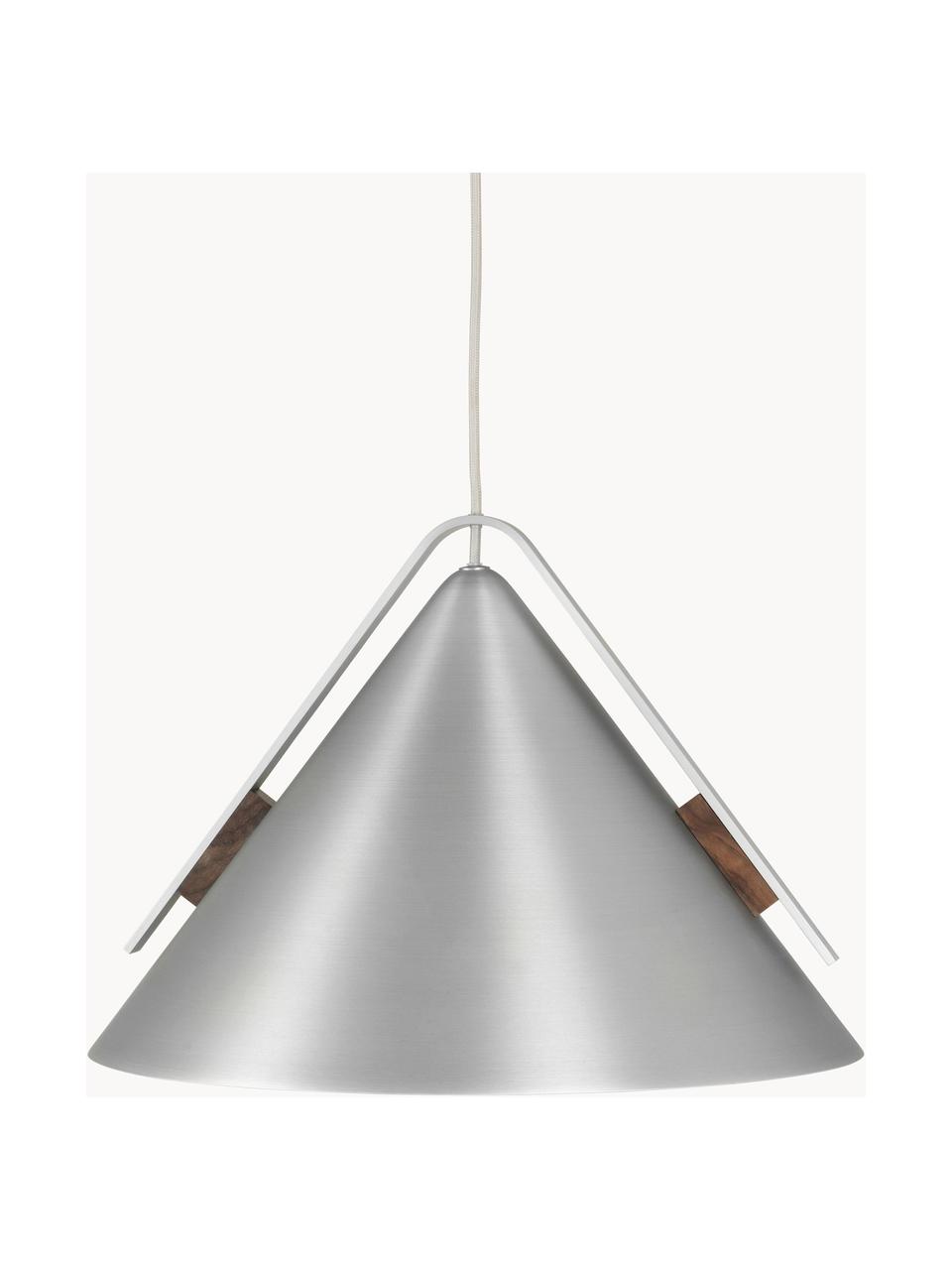 Hanglamp Cone, verschillende formaten, Decoratie: walnoothout, geolied, Zilverkleurig, Ø 40 x H 30 cm