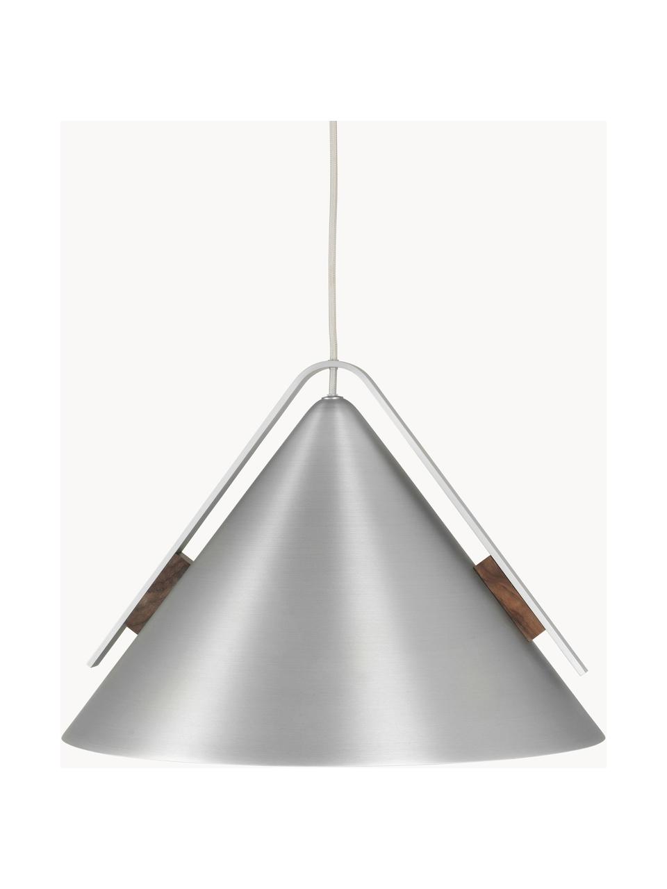 Lámpara de techo Cone, tamaños diferentes, Cable: cubierto en tela, Plateado, Ø 40 x Al 30 cm