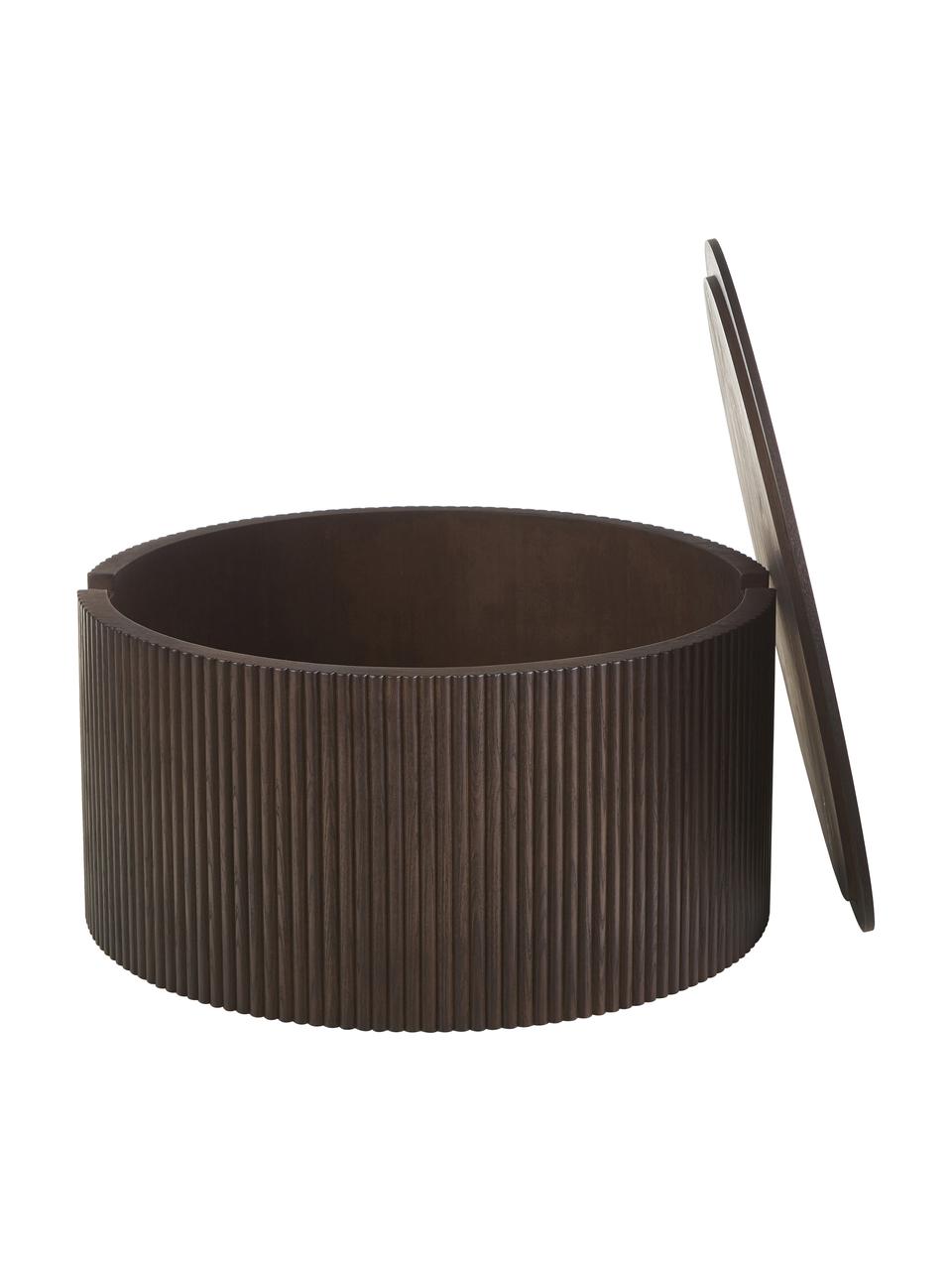 Stolik kawowy z drewna z miejscem do przechowywania Nele, Płyta pilśniowa (MDF) z fornirem z drewna jesionowego, Czarny, Ø 70 x W 36 cm