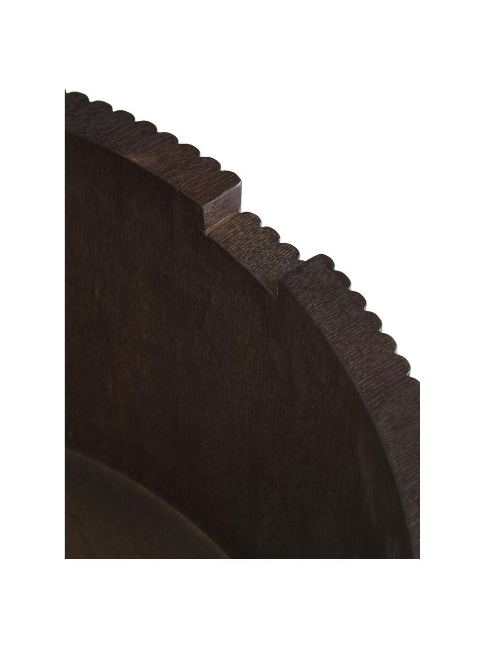 Runder Holz-Couchtisch Nele mit Stauraum, Mitteldichte Holzfaserplatte (MDF) mit Eschenholzfurnier, Dunkelbraun, Ø 70 cm