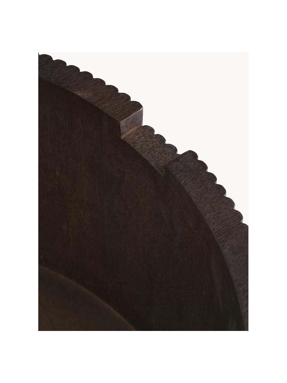 Mesa de centro redonda de madera Nele, con espacio de almacenamiento, Tablero de fibras de densidad media (MDF) chapado en madera de fresno, Madera, marrón oscuro pintado, Ø 70 cm
