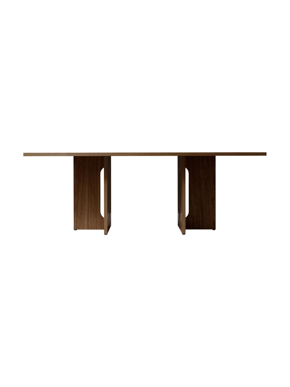 Jídelní stůl s tmavou dubovou dýhou Androgyne, MDF deska (dřevovláknitá deska střední hustoty) s dubovou dýhou, Dřevo, mořené na tmavo, Š 210 cm, H 110 cm