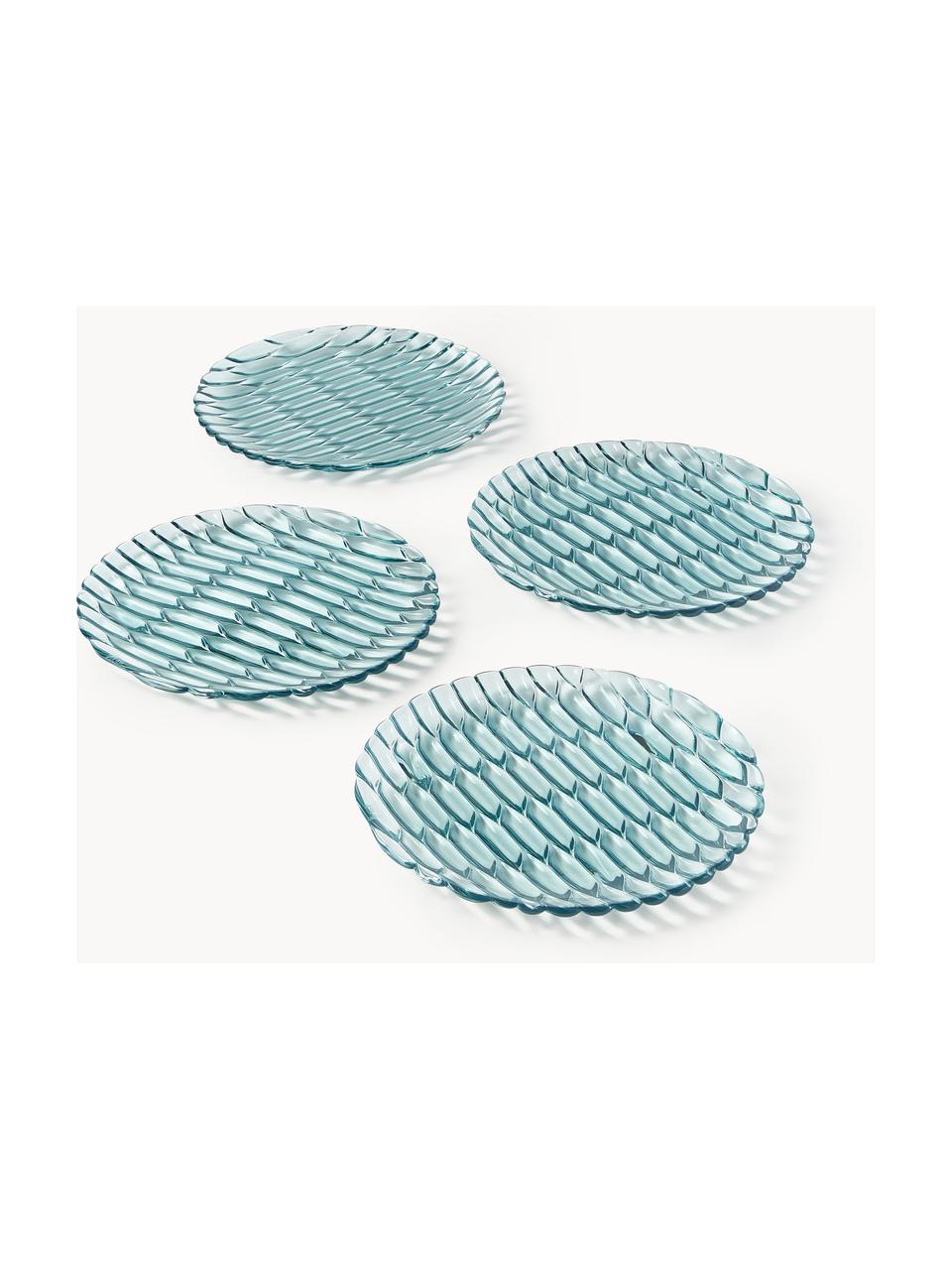 Ontbijtborden Jellies met structuurpatroon, 4 stuks, Kunststof, Lichtblauw, Ø 22 cm