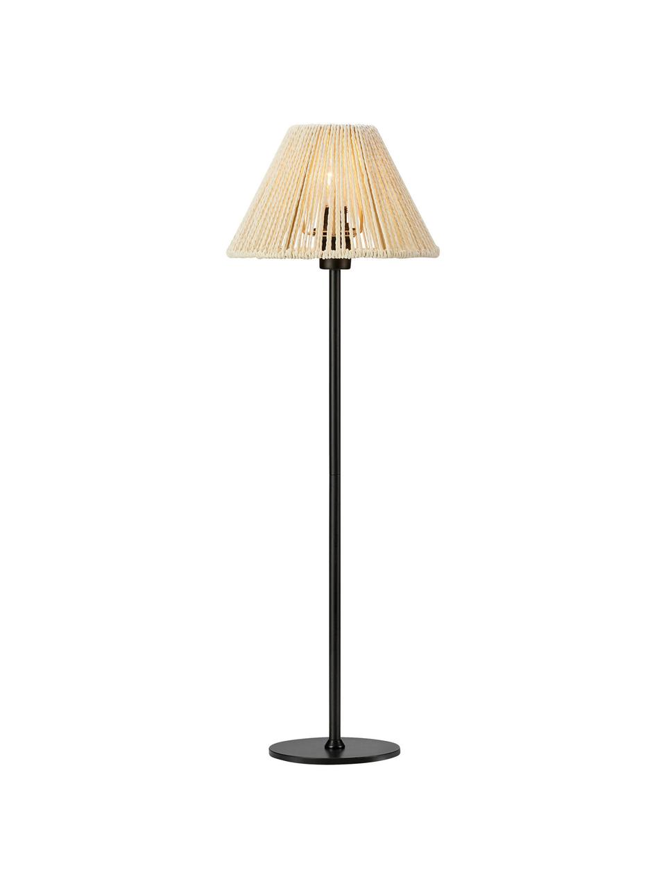 Grote nachtlampje Corda met vlechtwerk, Lampenkap: papier-vlechtwerk, Beige, zwart, Ø 20 x H 62 cm