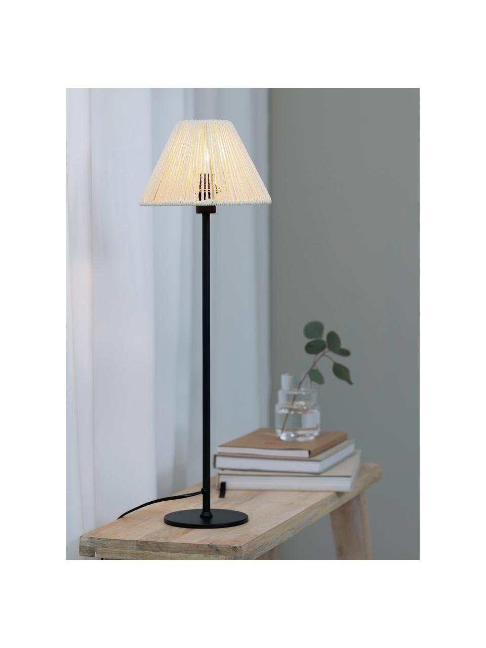 Grosse Tischlampe Corda mit Geflecht, Lampenschirm: Papier-Geflecht, Beige, Schwarz, Ø 20 x H 62 cm