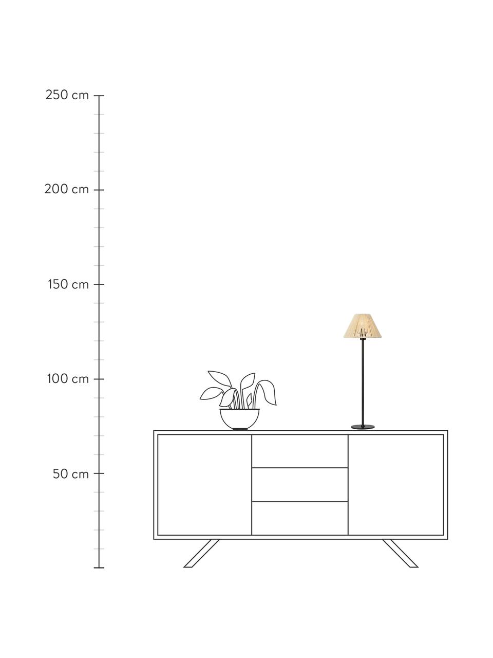 Grande Lámpara de mesa Corda con Geflecht, Pantalla: malla de papel, Estructura: metal recubierto, Cable: plástico, Beige, negro, Ø 20 x Al 62 cm