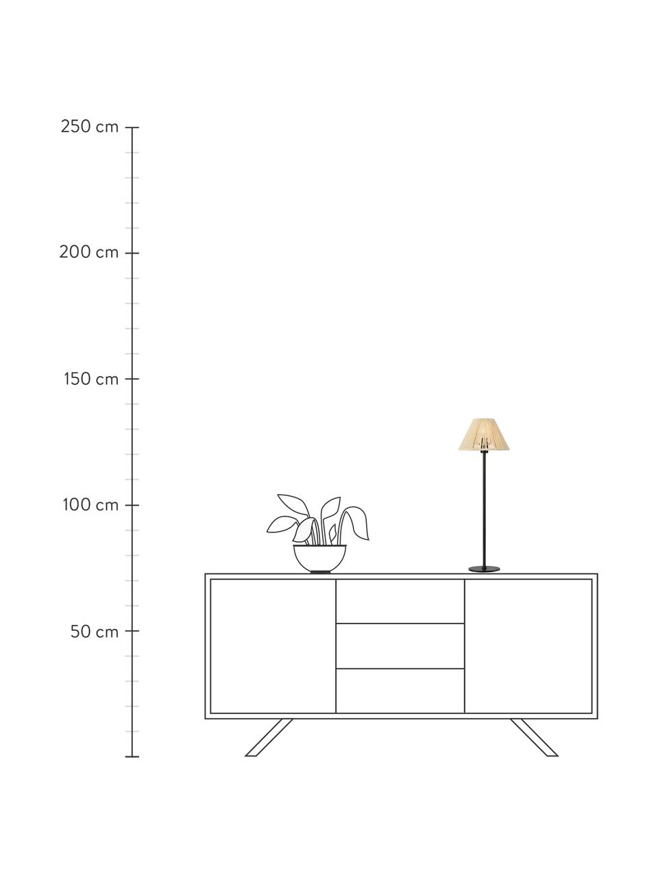 Grote nachtlampje Corda met vlechtwerk, Lampenkap: papier-vlechtwerk, Beige, zwart, Ø 20 x H 62 cm