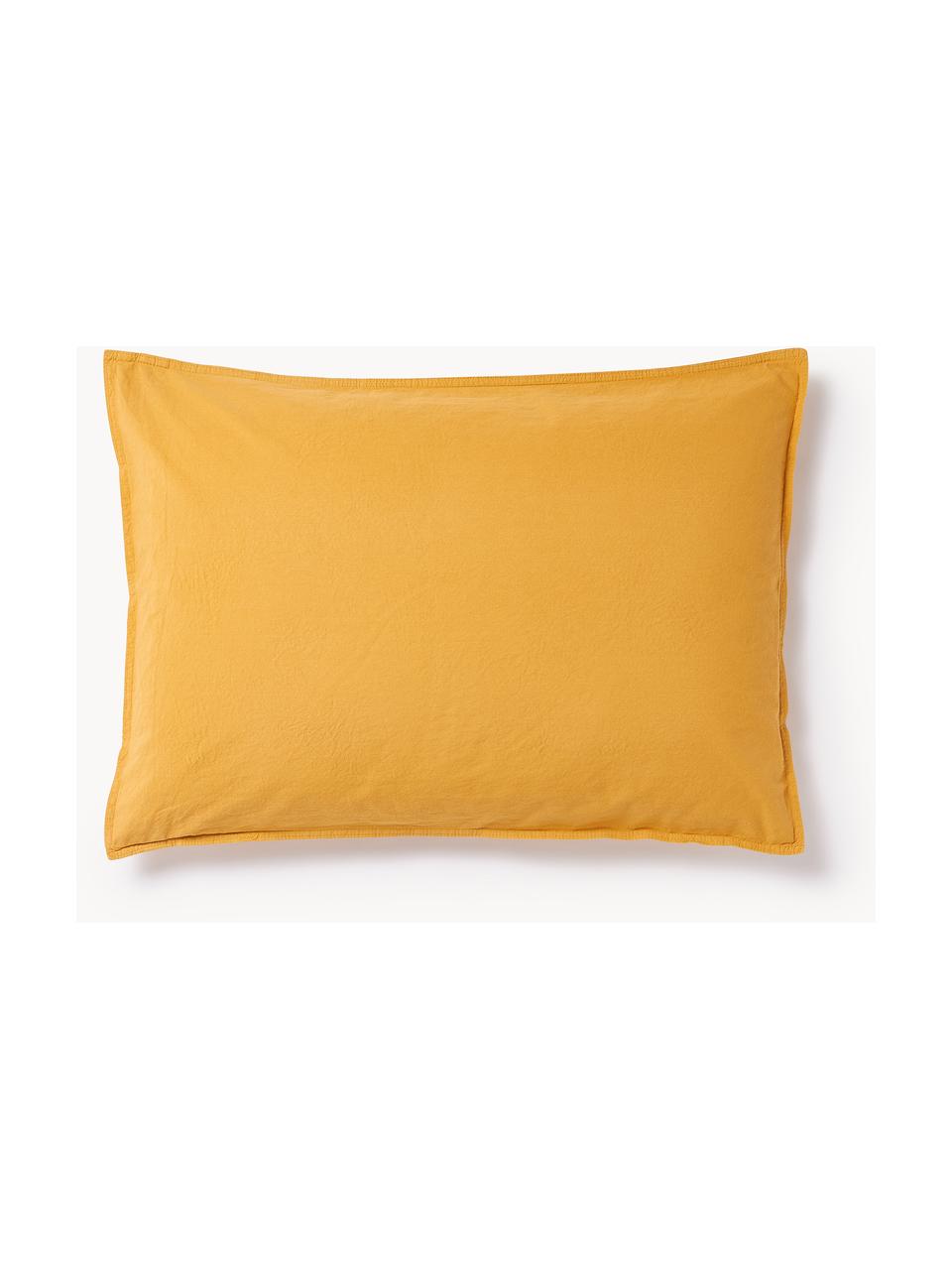 Funda de almohada de percal lavado Debbie, Amarillo mostaza, An 45 x L 110 cm