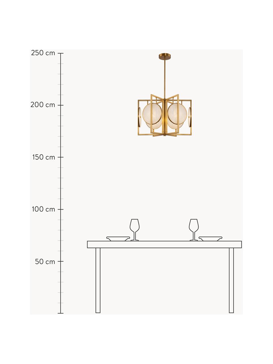 Závěsné svítidlo z mramoru a kovu Marmo, Zlatá, světle béžová mramorovaná, Š 52 cm, V 79 cm