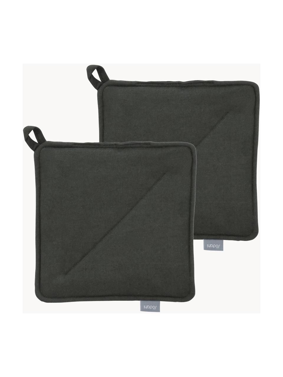 Topflappen Soft Kitchen, 2 Stück, 100 % Baumwolle, Dunkelgrün, B 23 x L 23 cm