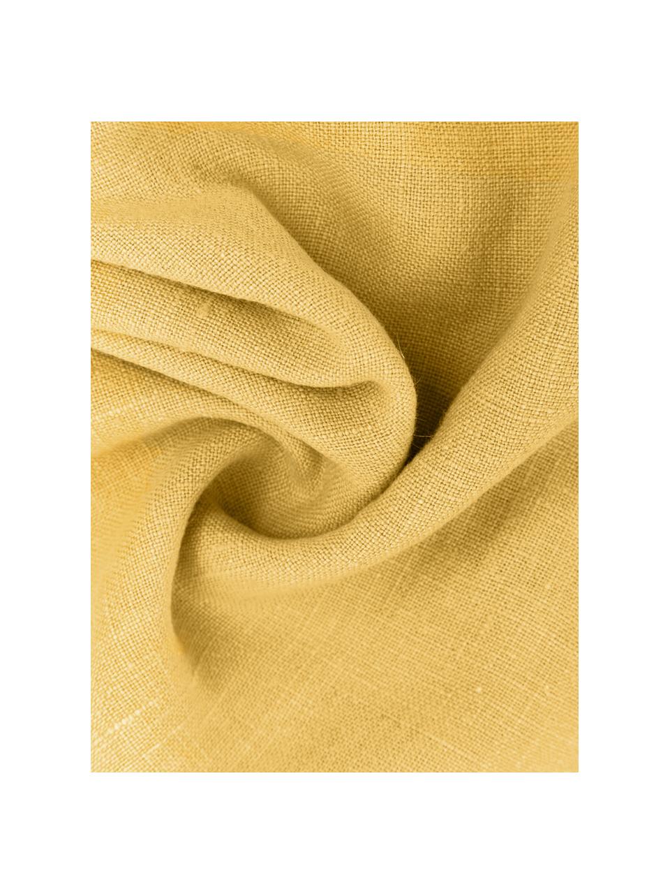 Federa in lino giallo Lanya, 100% lino, Giallo, Larg. 50 x Lung. 50 cm