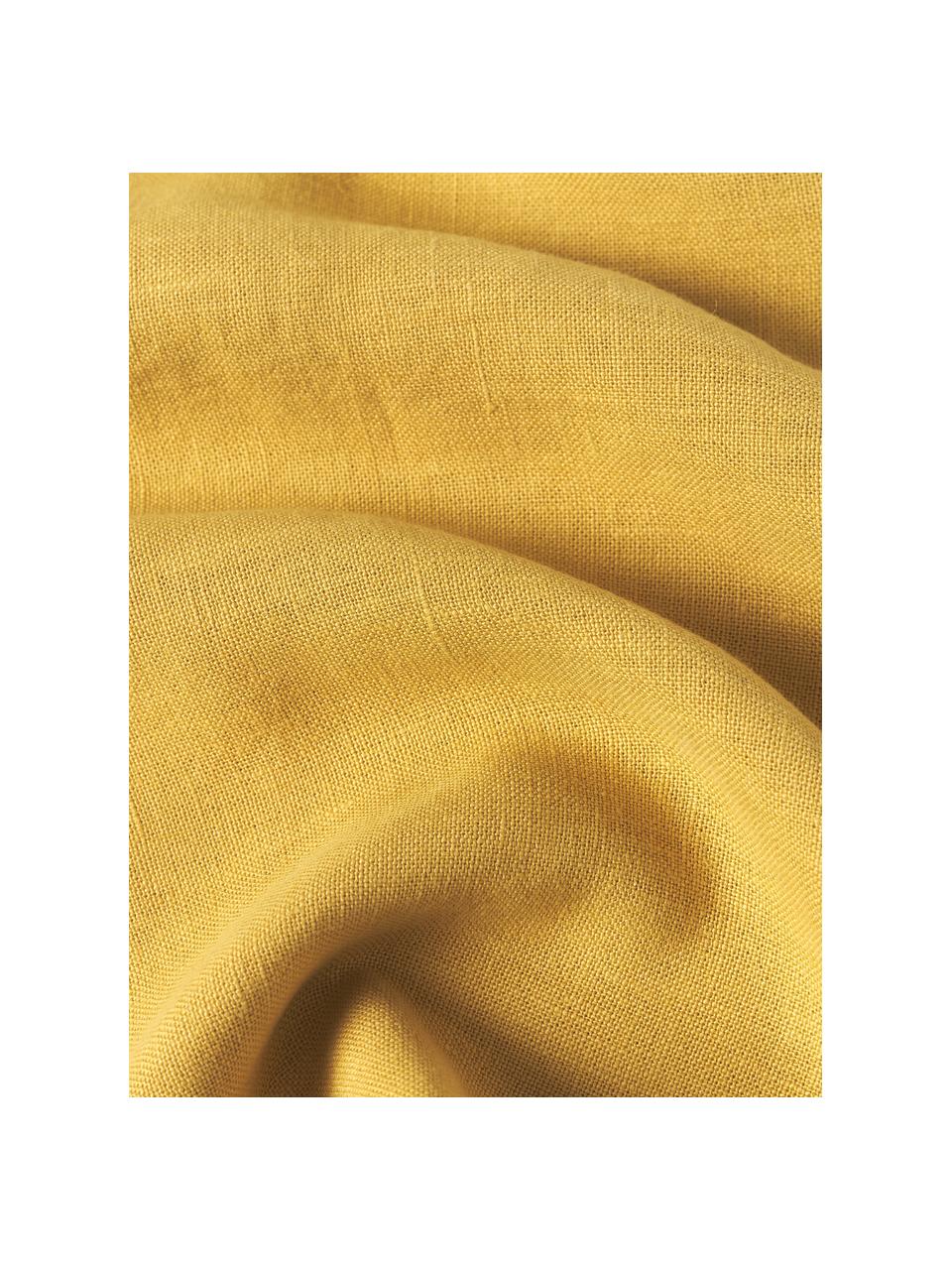 Funda de cojín de lino Lanya, 100% lino, Amarillo sol, An 60 x L 60 cm