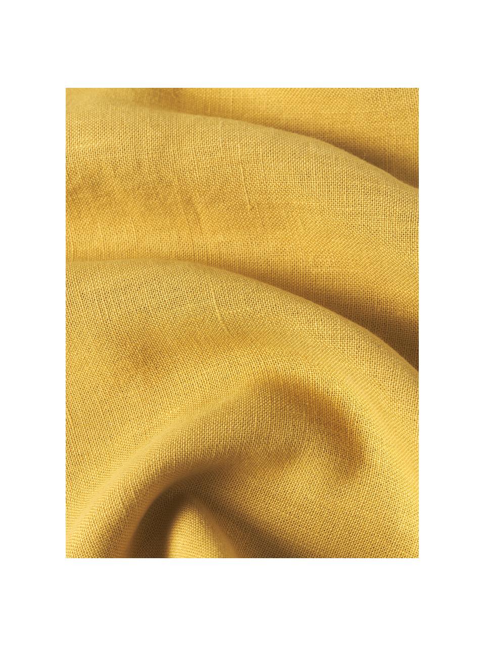 Housse de coussin pur lin jaune Lanya, 100 % pur lin, Jaune, larg. 60 x long. 60 cm