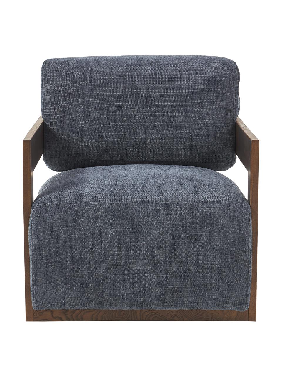 Fauteuil lounge Cooper, Tissu bleu foncé, larg. 71 x prof. 98 cm