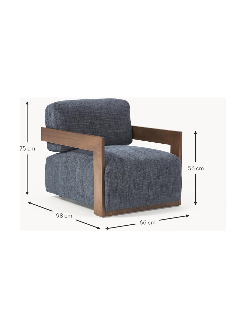 Fauteuil lounge Cooper, Tissu bleu foncé, larg. 71 x prof. 98 cm