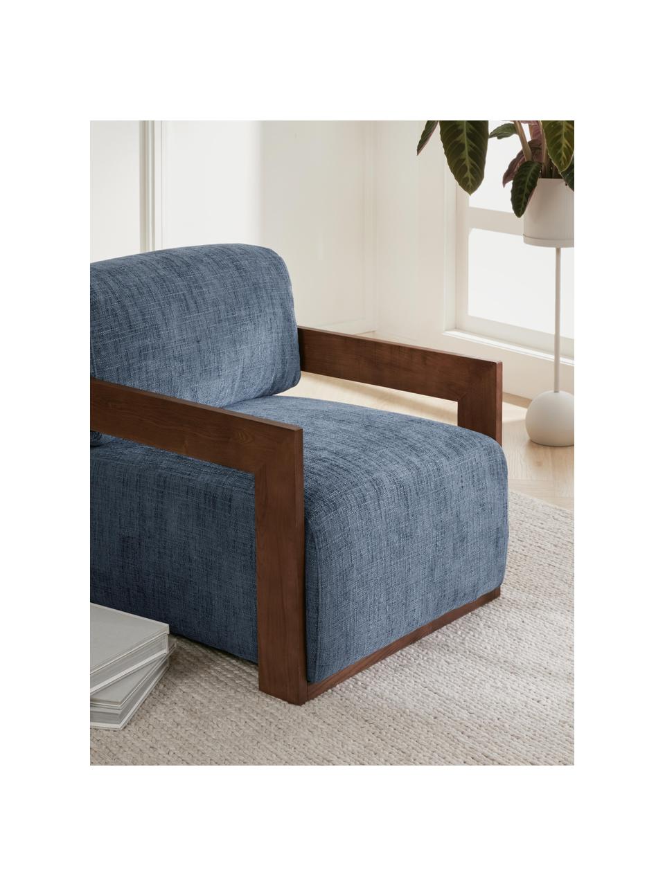 Fauteuil lounge Cooper, Tissu bleu foncé, larg. 71 x prof. 98 cm