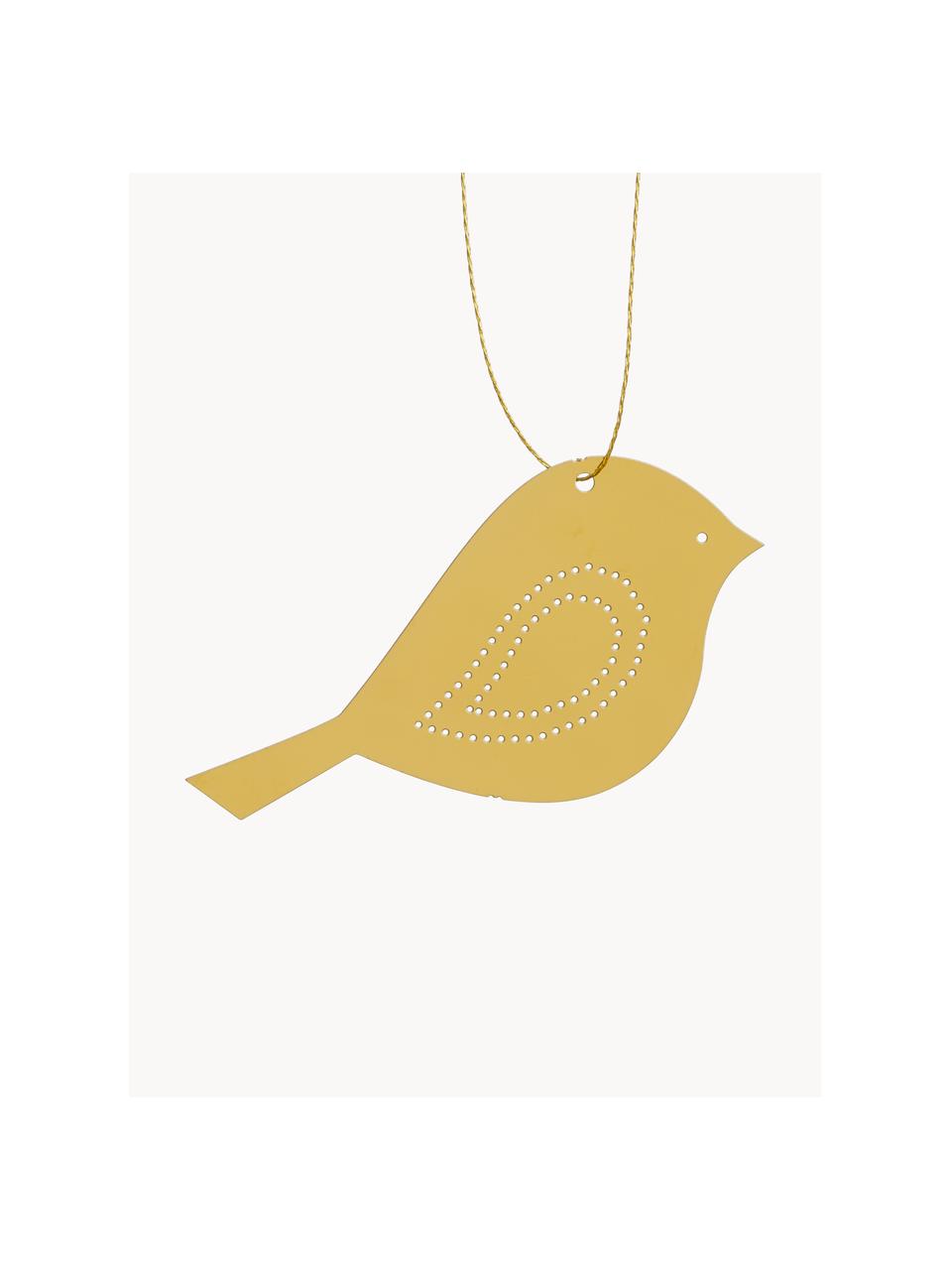 Baumanhänger Winter Bird, 4 Stück, Edelstahl, vermessingt, Goldfarben, B 8 x H 5 cm